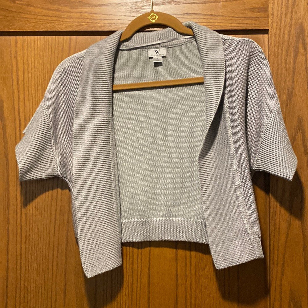 Worthington Silver Short Sleeve Dress Cardigan Size Small